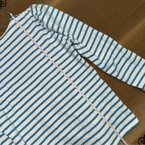 Veronica Beard Eli Baseball Blue/White Striped Tee Puff Long Sleeve Top Size S - Picture 11 of 11